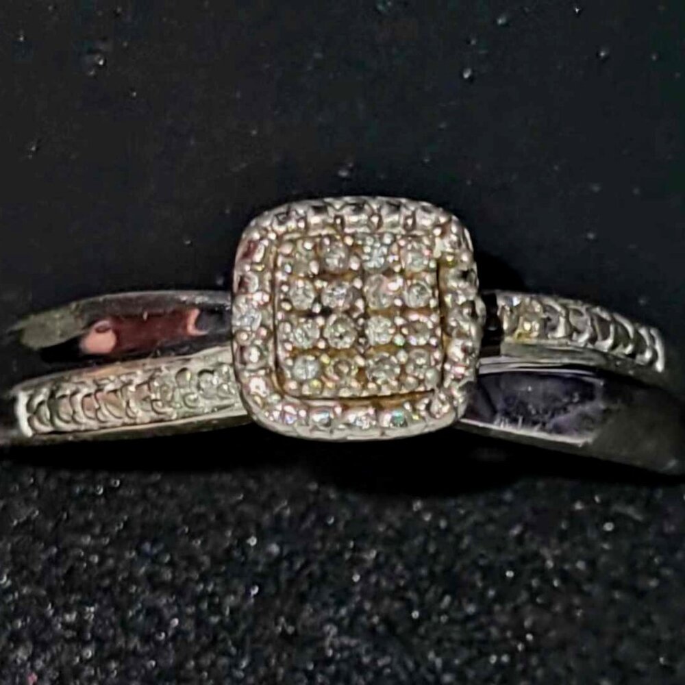 Sterling Silver & Genuine Diamond Ring, Size 10.5